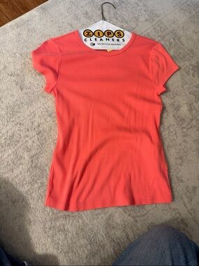 J Crew Short Sleeve Ribbed Tee - Coral Pink